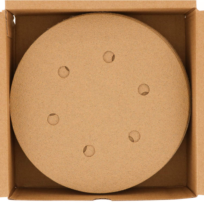 Dura-Gold - Premium - Variety/Assortment Pack (80,120,220,320,400) - 6" Gold Hook & Loop 6-Hole Sanding Discs for DA Sanders - Box of 50 Sandpaper Finishing Discs for Automotive and Woodworking Variety Pack - NewNest Australia
