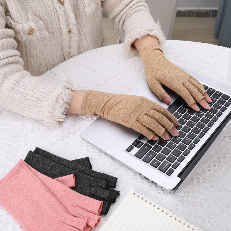 3 Pairs Arthritis Gloves Fingerless Compression Gloves Non-slip for Women Men, Compression Gloves Fingerless for Computer Typing, Dailywork, Hands and Joints Pain Relief black - NewNest Australia