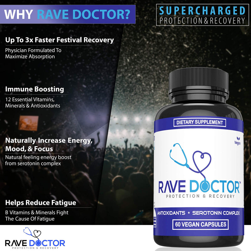Rave Doctor, Rave Vitamins, Rave Gear, Festival Necessities, Rave Supplements, Rave Pack, Rave Recovery Pills, Rave Pills, 5HTP Rave, Festival Supplement - NewNest Australia