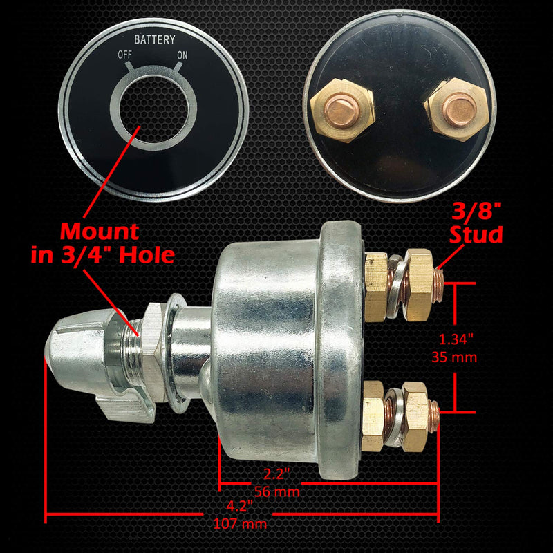 Ampper 12-24 V Master Battery Disconnect Switch, Battery Power Cut Isolator Killer for Car, Vehicle, RV and Boat (Aluminium Housing, On/Off) - NewNest Australia