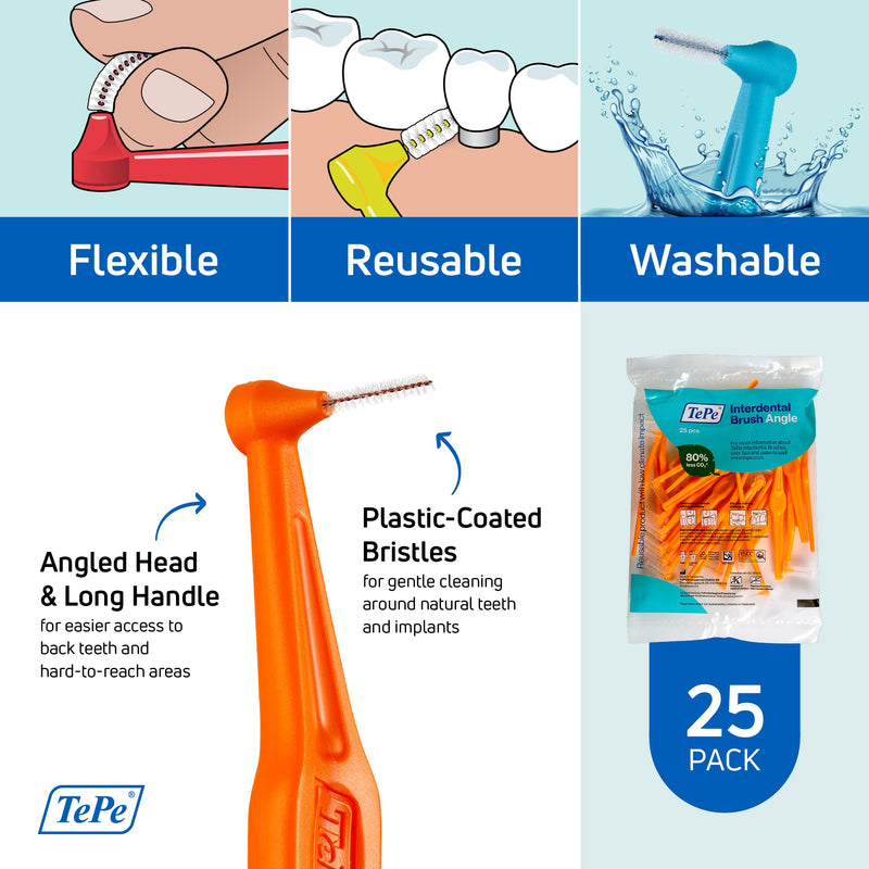 TePe interdental brushes Angle ORANGE 0.45, 25 pieces single - NewNest Australia