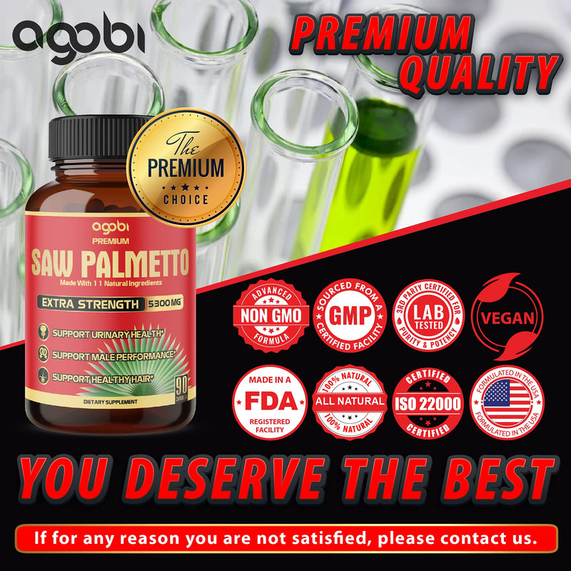 Premium Saw Palmetto Capsules - Equivalent To 5300mg Combined With Ashwagandha, Turmeric, Tribulus, Maca, Green Tea, Ginger, Holy Basil & More - Natural Prostate Support - 90 Caps 3-Month Supply - NewNest Australia