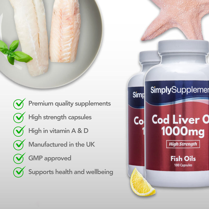 Cod liver oil 1000mg - 360 capsules - supply for up to 1 year - SimplySupplements - NewNest Australia