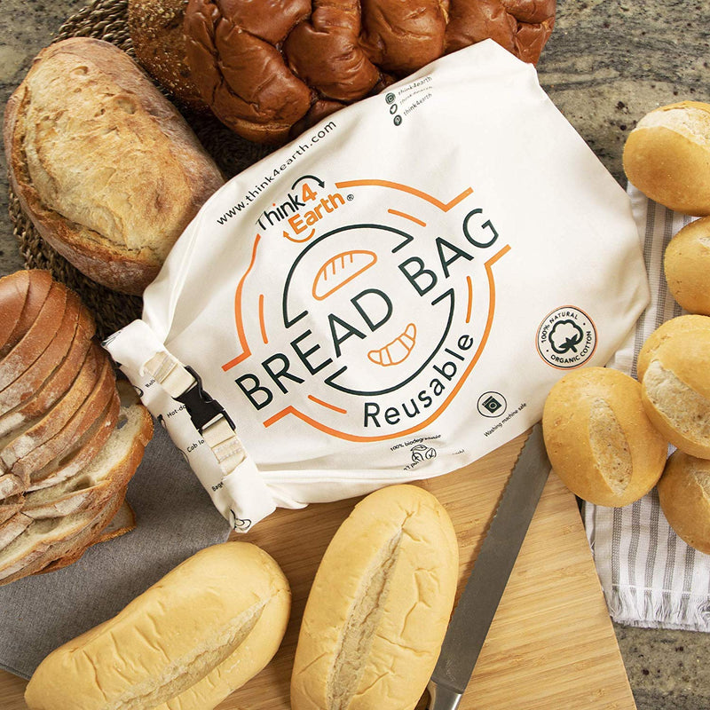 NewNest Australia - Organic Cotton Bread Bag - Reusable, Premium Bread Bag - Bakery Supplies and Food Storage Solutions - 100% Recyclable and Sustainable - Zero Waste, Vegan Friendly, linen bread bag 