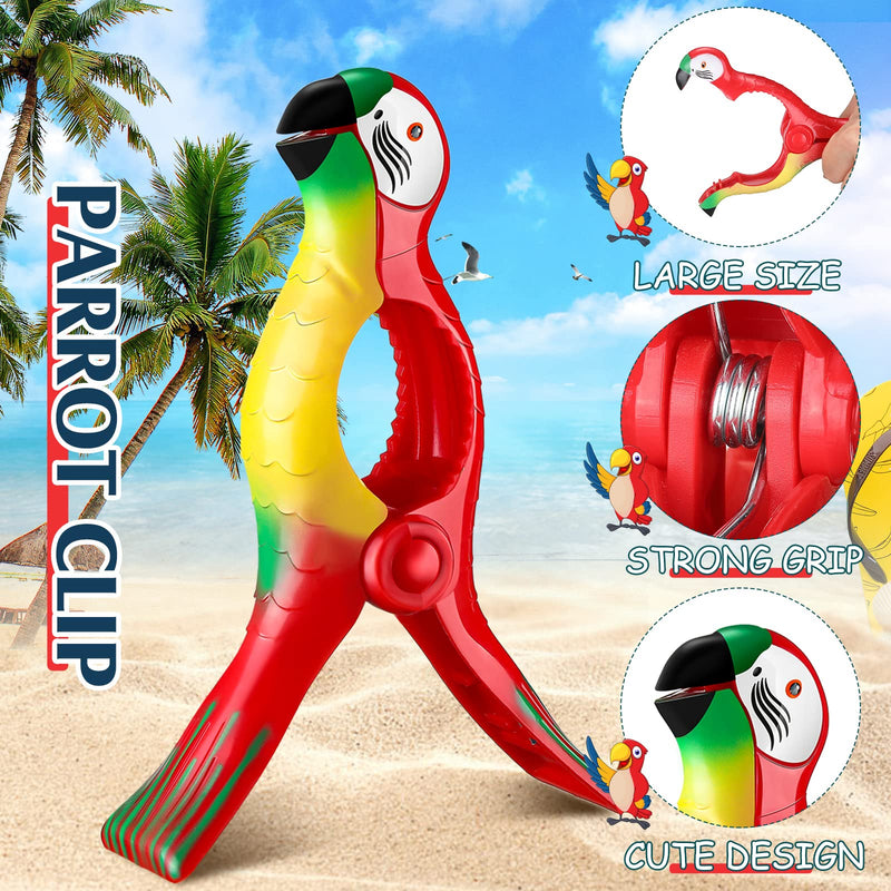 8 Pieces Parrot Style Beach Towel Clips Beach Chair Clips Towels Portable Beach Towel Holder for Towels Cruise Pool Patio Holiday Outdoor Clothes Pins Keeping Your Cloth or Towel from Blowing (Red) Red - NewNest Australia