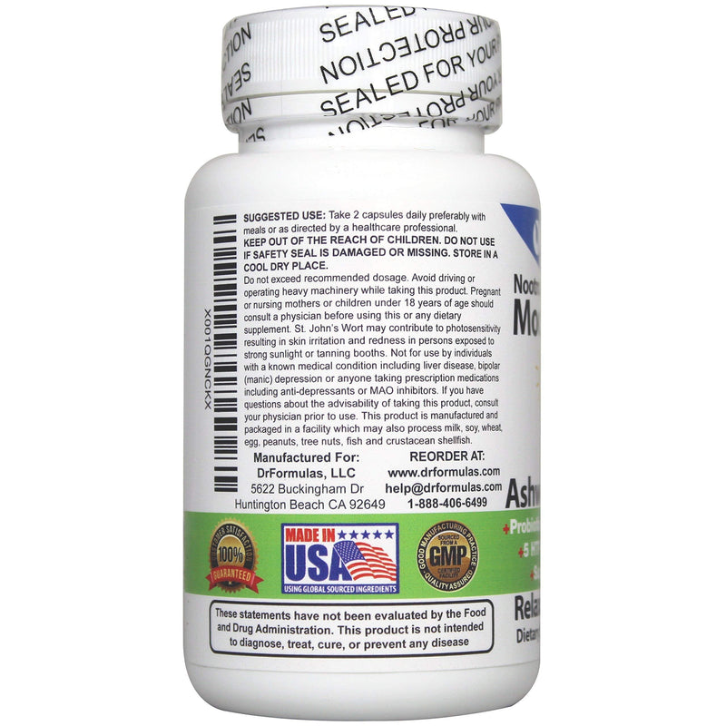DrFormulas Mood Boost Probiotics with Stress B Complex Vitamins for Kids, Women, Men | Nexabiotic Supplement with Ashwagandha Capsules, St Johns Wort, GABA, Magnesium for Calm, 60 Count - NewNest Australia