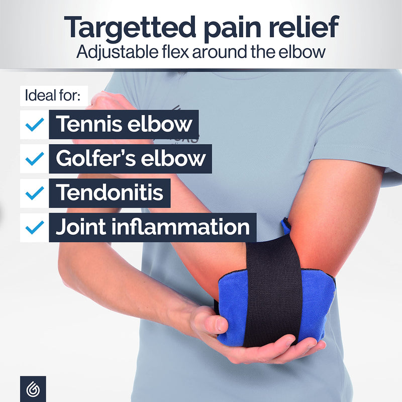 Elbow Gel Ice Pack for Sports Injuries, Reusable Support Strap for Tennis and Golfers Joint Pain Relief, Hot / Cold Compress Wrap - Flexible When Frozen, One-Hand Application by Gelpacks Direct - NewNest Australia