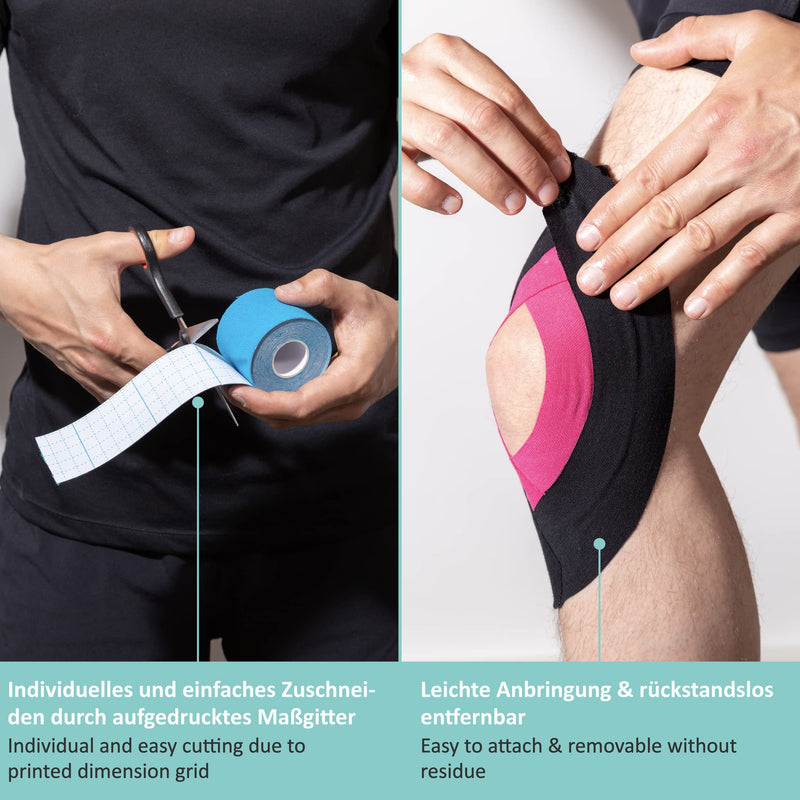 Kinesio Tapes, Skin-Friendly & Latex-Free Sports Tape, Kinesiology Tape, 5 Cm X 5 M, Elastic & Waterproof Therapy Tape, Physio Tape With Long-Lasting Adhesion (Blue) - NewNest Australia