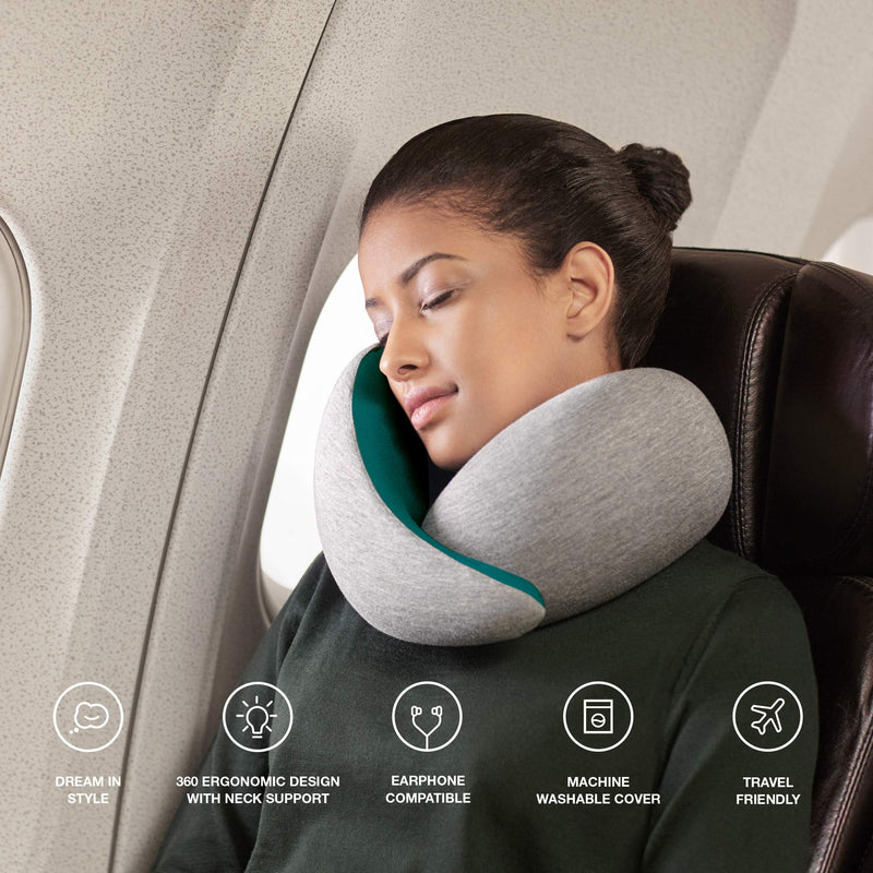 NewNest Australia - OSTRICHPILLOW GO Travel Pillow for Car & Airplane Neck Support with Travel Bag - Memory Foam Travel Accessories for Power Nap on Flight Blue Reef 