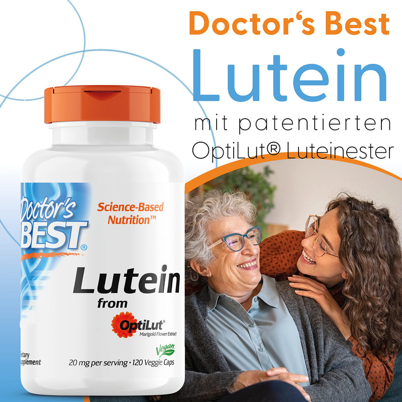 Doctor's Best, Lutein, with Optilut, 10 mg, 120 vegan capsules, carotenoid, zeaxanthin, laboratory tested, high dose, soy free, gluten free - NewNest Australia