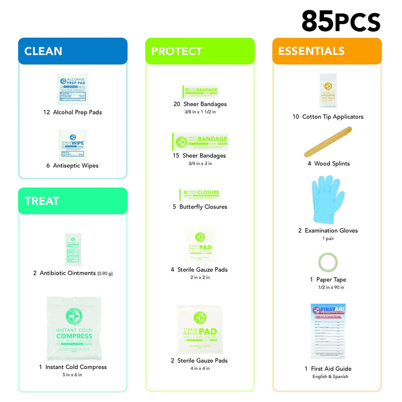 Be Smart Get Prepared 85 Piece First Aid Kit In Durable Plastic Case, Compact, 0.69 Pound - NewNest Australia