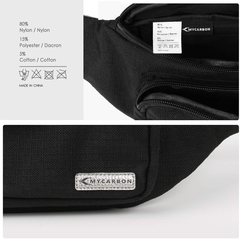 MYCARBON Fanny Pack for men and Women, Large Fanny Pack Waist Pack Bag Cute Hip Bum Non-Bounce Belt Non-Slip Cotton Durable Pouch with Adjustable Strap for Outdoors Casual Travel Hiking Black - NewNest Australia