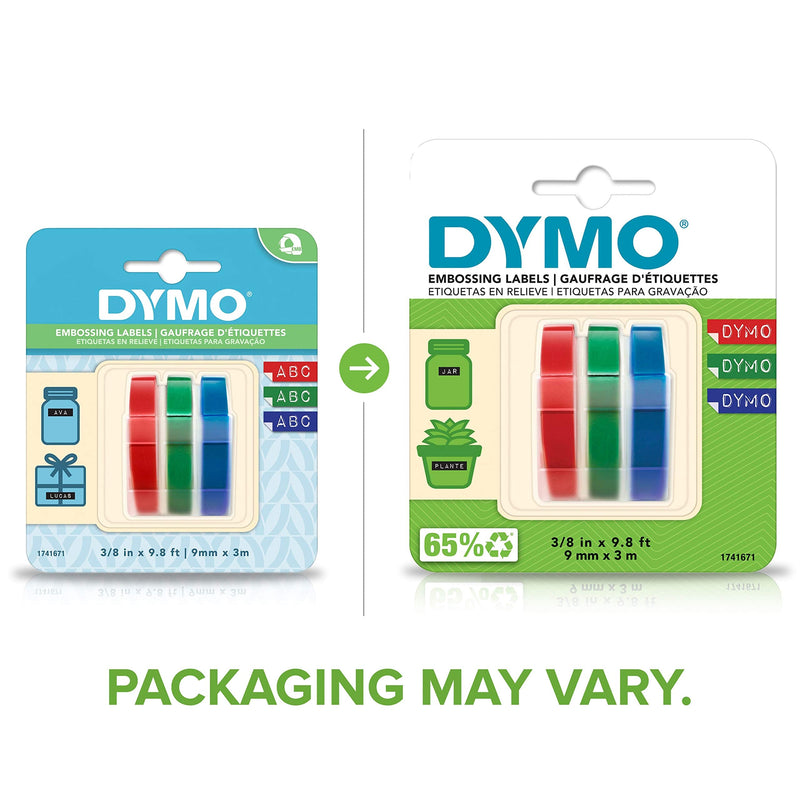 DYMO 1741671 Embossing Tape, Red, Green and Blue, 3/8-Inch - NewNest Australia
