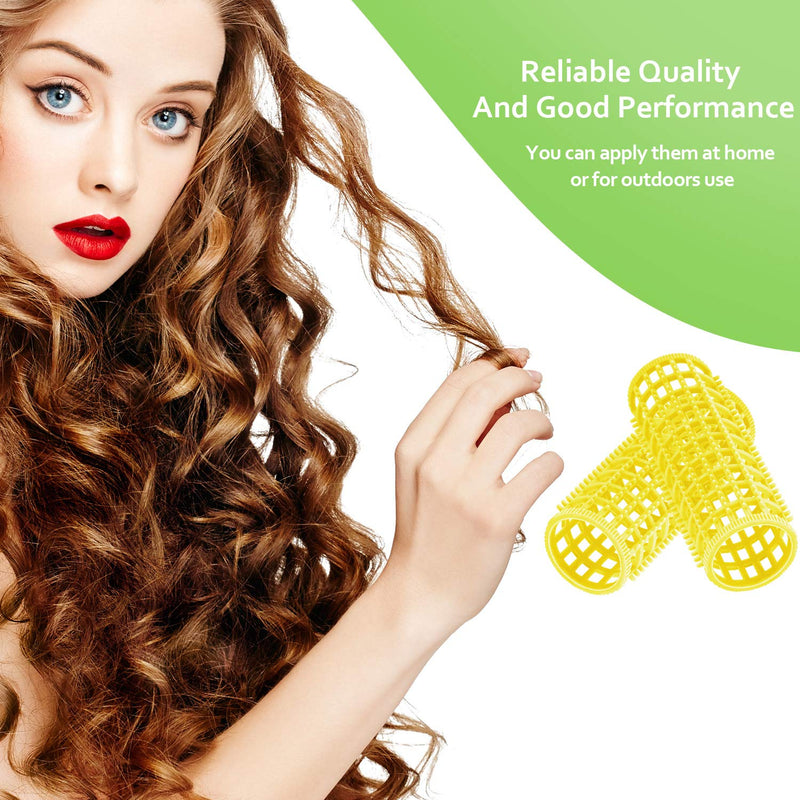 24 Pieces Brush Hair Rollers Mesh Hair Rollers Hair Curlers Rollers with Roller Pins for Women Girls Hair Barber Hairdressing Tools Hairstyle Supplies (15 mm, Yellow) - NewNest Australia