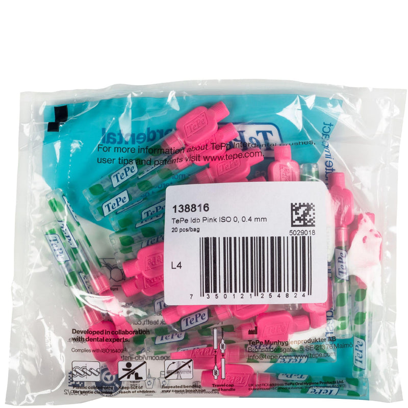 TePe interdental brush pink (ISO size 0: 0.4 mm) / 1 x 20 pieces / For easy and thorough cleaning of the spaces between teeth - NewNest Australia