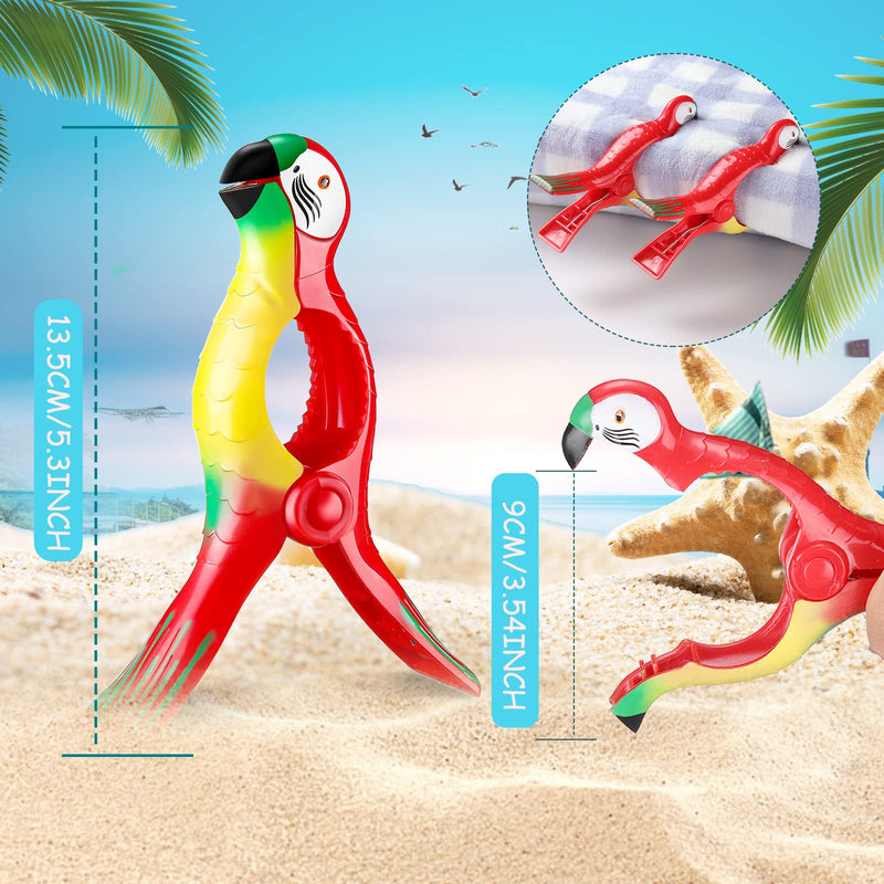8 Pieces Parrot Style Beach Towel Clips Beach Chair Clips Towels Portable Beach Towel Holder for Towels Cruise Pool Patio Holiday Outdoor Clothes Pins Keeping Your Cloth or Towel from Blowing (Red) Red - NewNest Australia