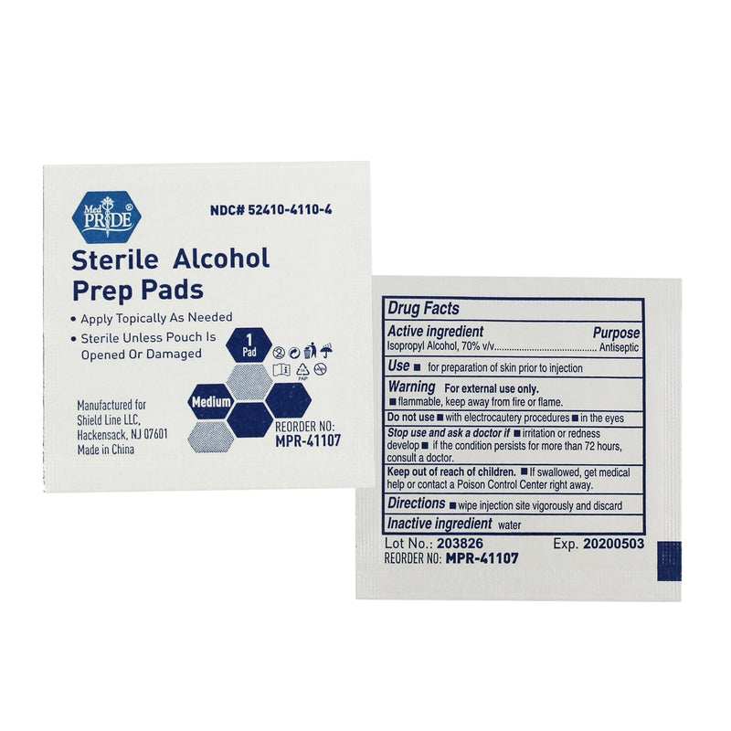 Medpride Alcohol Prep Pads| 100 Pack| Medical-Grade, Sterile, Individually-Wrapped, Isopropyl Cotton Swabs| Disposable, Medium Square Size, 2ply, Latex Free & Antiseptic| for Medical & First-Aid Kits - NewNest Australia