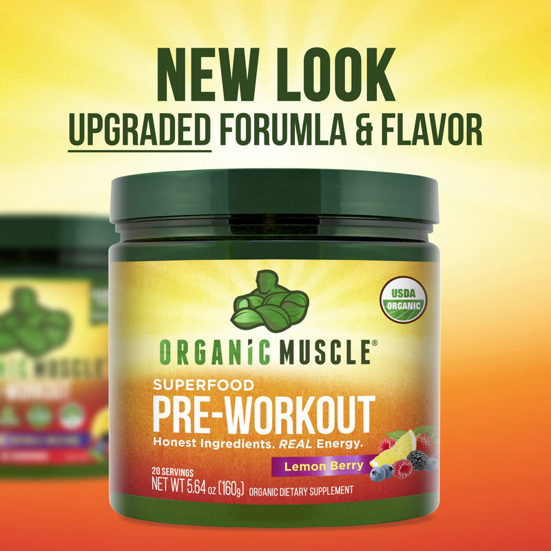 Organic Muscle Pre-Workout Powder for Men and Women - Certified USDA Organic, Keto & Vegan with Superfood for Energy, Focus, Performance & Endurance - Lemon Berry (20 Servings, 5.64 Oz) Lemon Berry Pre-Workout - NewNest Australia