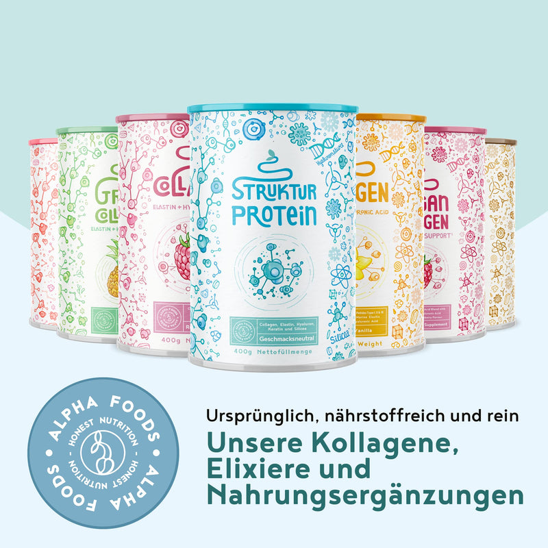 Structural Protein - Collagen Powder With Marine Elastin, Hyaluronic Acid, Keratin And Silicea - Collagen Hydrolysate Peptides Type I, Ii, Iii & Iv - Neutral In Taste - 400 G Collagen - NewNest Australia