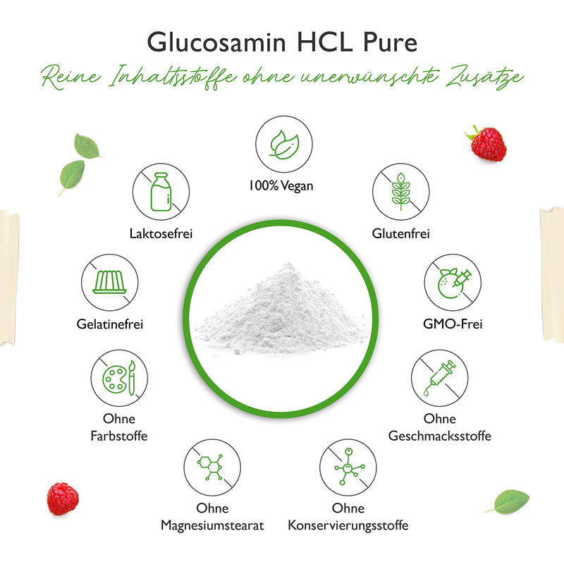 Glucosamine Hcl Pure - 1000 G (1 Kg) Pure Powder Without Additives - Made From Vegetable Fermentation - Laboratory Tested - Vegan - High Dose - Premium Quality - NewNest Australia