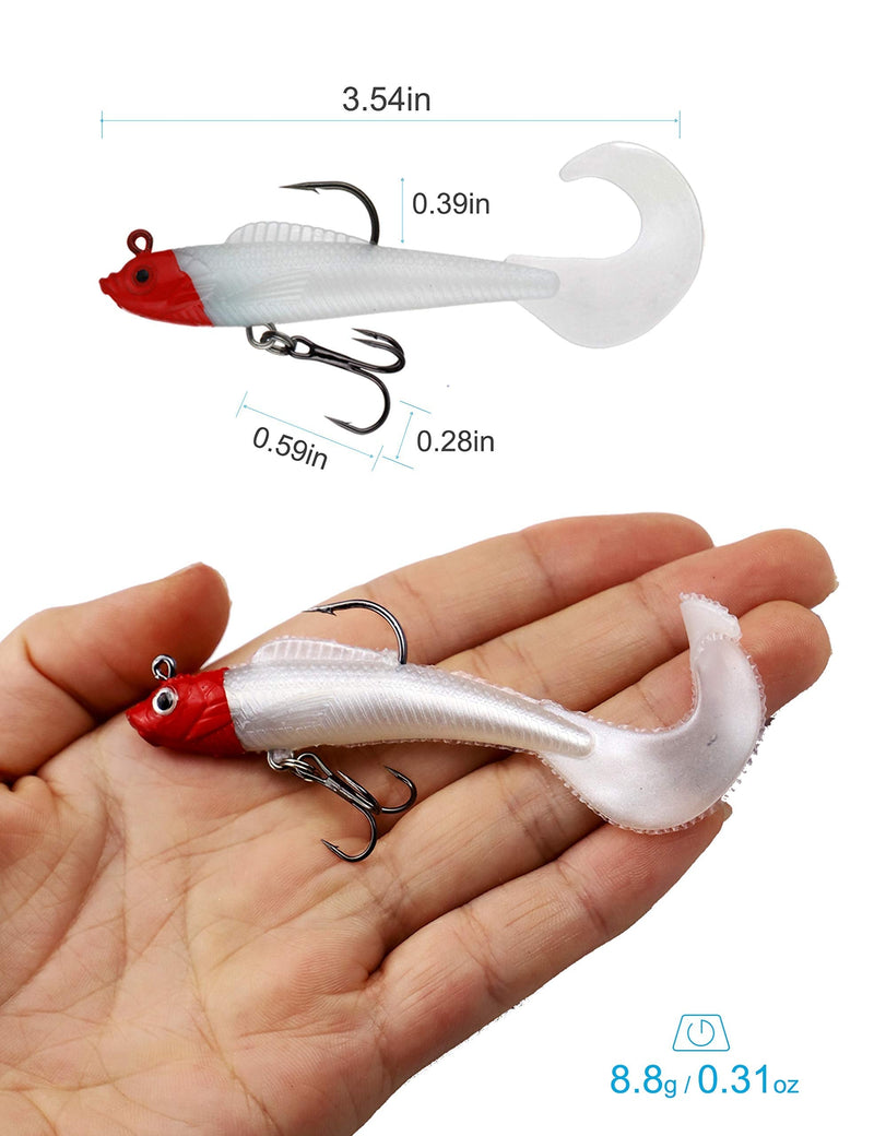 Facikono Lures for Bass Jig Head Soft Swimbait, 6-Pack 6 Colors Plastic Bait for Saltwater / Freshwater Fishing - NewNest Australia