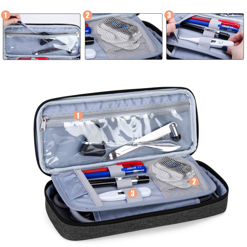 Trunab Stethoscope Case with Inner Divider, Stethoscope Carrying Case Compatible with 3M Littmann/MDF/ADC and Extra Accessories for Nurses, Pediatric Doctor, Black-Patented Design - NewNest Australia