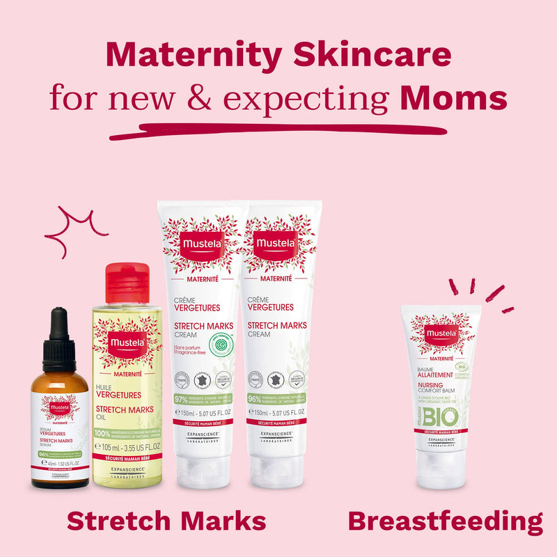 Mustela Maternity Stretch Marks Set - Fragrance-Free Stretch Marks Cream & Stretch Marks Oil - with Natural Ingredients - 2 Items Set - NewNest Australia