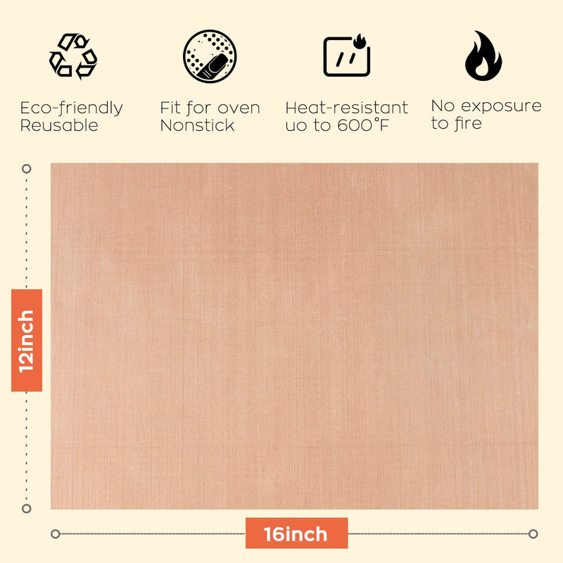 HTVRONT Teflon Sheets for Heat Press - 3 Pack Non Stick PTFE Teflon Sheet Reusable 12 x 16" Teflon Paper Heat Resistant Teflon Mat(Brown) Brown - NewNest Australia