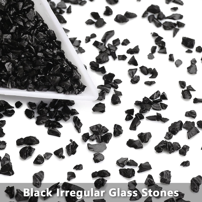 Irregular Crushed Glass Chips Sprinkles, 100g Metallic Chunky Glitter Stones for Nail Art, Resin Mold Filler, DIY Crafts, Vase Filler, Jewelry Making ( Black ) - NewNest Australia