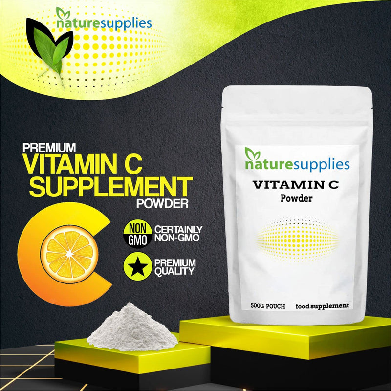 Vitamin C Powder 500g Ascorbic Acid UK Non GMO - Pharmaceutical Grade, Highly Concentrated No Chemicals in Our Supplements - Suitable for Vegans - Naturesupplies 500 g (Pack of 1) - NewNest Australia