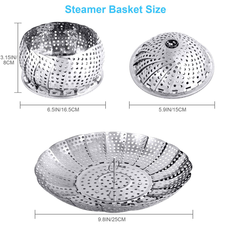 YLYL Veggie Vegetable Steamer Basket, Folding Steaming Basket, Metal Stainless Steel Steamer Basket Insert, Collapsible Steamer Baskets for Cooking Food, Expandable Fit Various Size Pot(5.9" to 9.8") - NewNest Australia