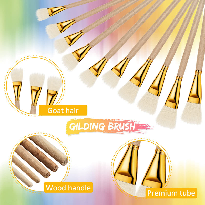10 Pieces Gilding Brush Gold Leaf Paint Brush Goat Hair Duster Gold Paint Brush Sweep Mop 10 Types Metallic Foil Flakes Paint Brush for Gold Foil Gold Leaf Sheets Art Crafts Supplies - NewNest Australia