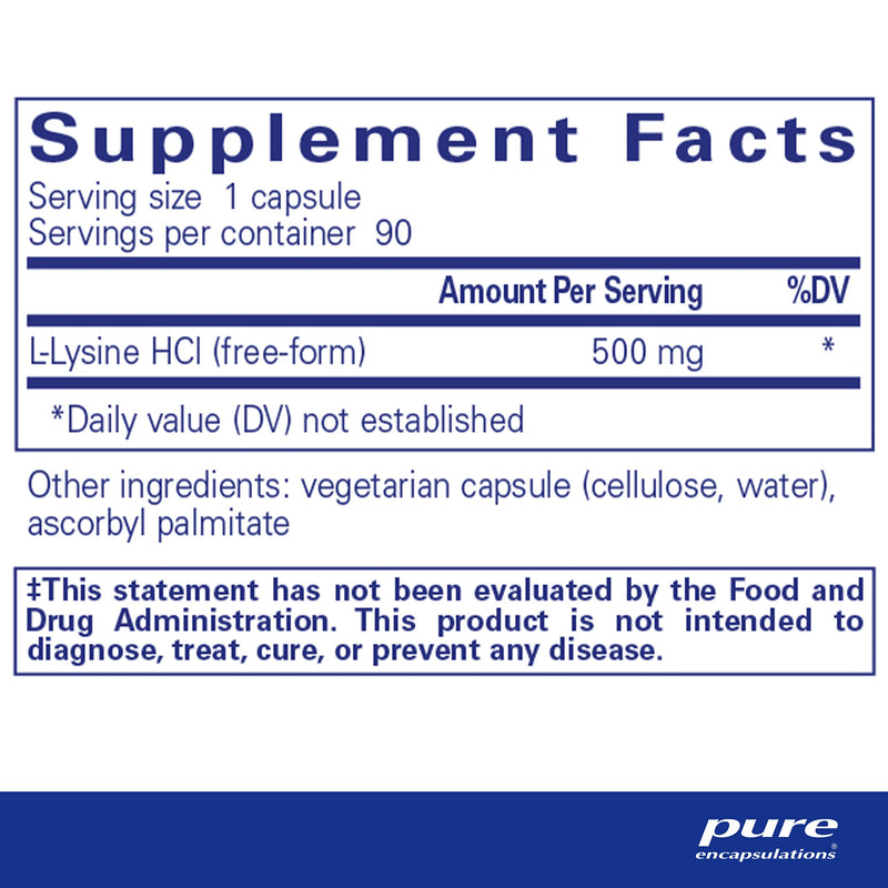 Pure Encapsulations L-Lysine | Amino Acid Supplement for Immune Support and Gum Health* | 90 Capsules - NewNest Australia