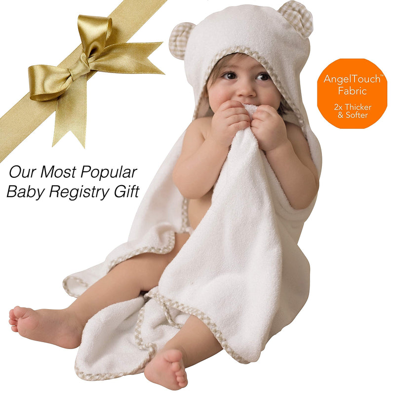 Premium Organic Baby Bath Towel and Washcloth Set - Our Soft Baby Towels and Washcloths are Luxury Baby Bath Essentials - Baby Hooded Towel - Girl / Boy Toddler Bath Towel (Beige) Beige - NewNest Australia