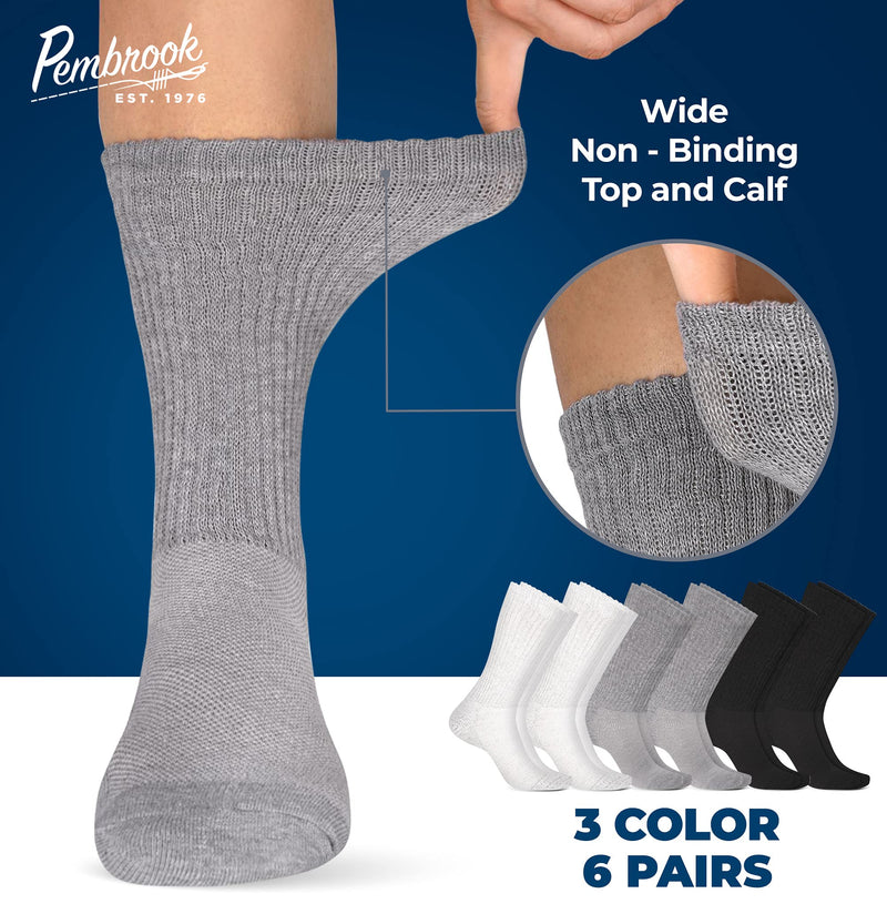 Pembrook Diabetic Socks for Men and Women - Non Binding Socks Women | Neuropathy Socks for Men and Neuropathy Socks for Women | Edema Socks for Diabetics Women | Diabetic socks Women Medium 2 Black / 2 Grey / 2 White - NewNest Australia