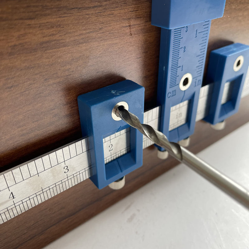 Cabinet Hardware Jig,Adjustable Punch Locator Woodworking Drill Dowelling Guide Template for Installation of Handles, Knobs on Doors and Drawer Pull,Easy Installation. Blue - NewNest Australia