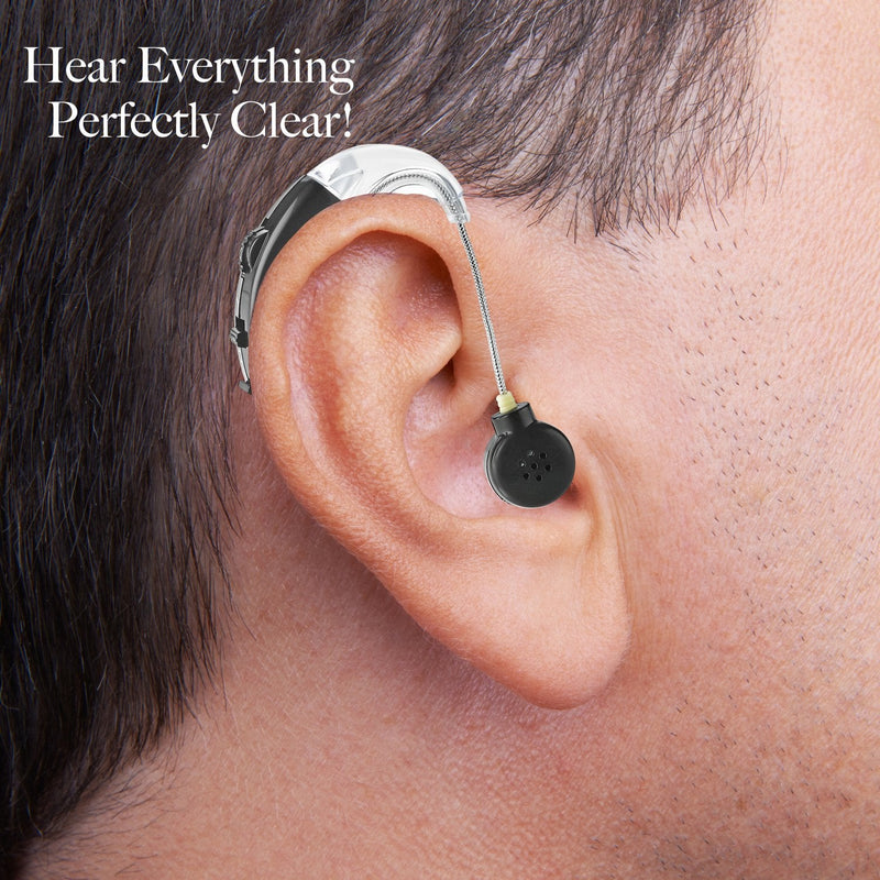 Behind The Ear Sound Amplifier - BTE Hearing Ear Amplification Device and Digital Sound Enhancer PSAD for The Hard of Hearing, Noise Reducing Feature, Black, by MEDca - NewNest Australia