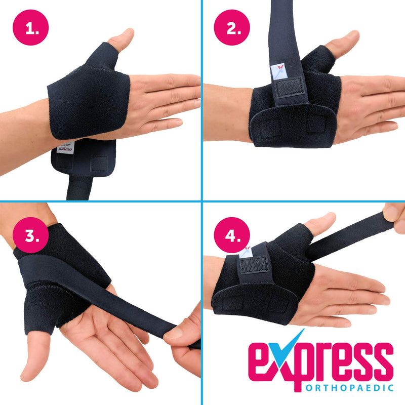 Express Orthopaedic® - Medically Approved Carpometacarpal (CMC) Joint Support With Thumb Wrist Compression Strap - 1 UNIT (MED - Palm Circ:17.5-20cm, LEFT) MED - Palm Circ:17.5-20cm - NewNest Australia