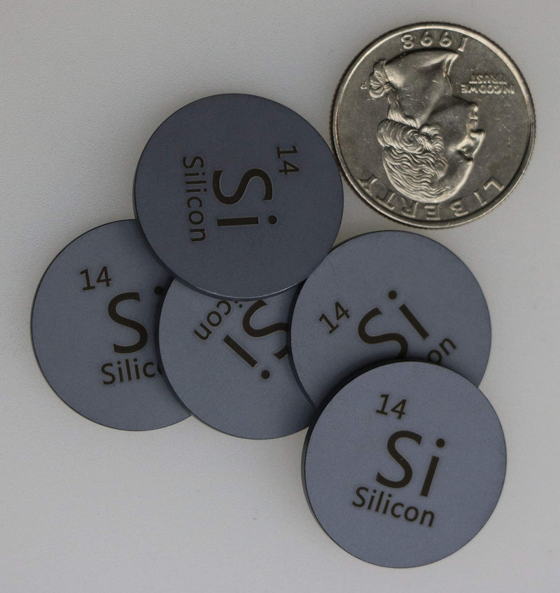 Silicon (Si) 24.26mm Metalloid Disc 99.999% Pure for Collection or Experiments - NewNest Australia