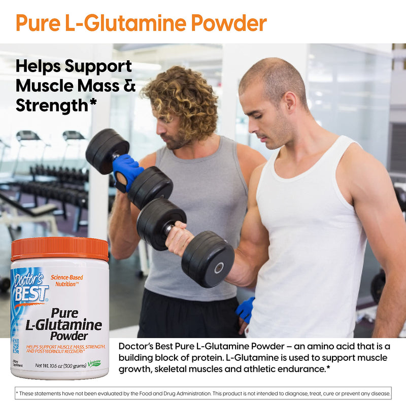 Doctor's Best Pure L-Glutamine Powder, Supports Muscle Mass, Strength & Post-Workout Recovery, Amino Acid, 300g - NewNest Australia