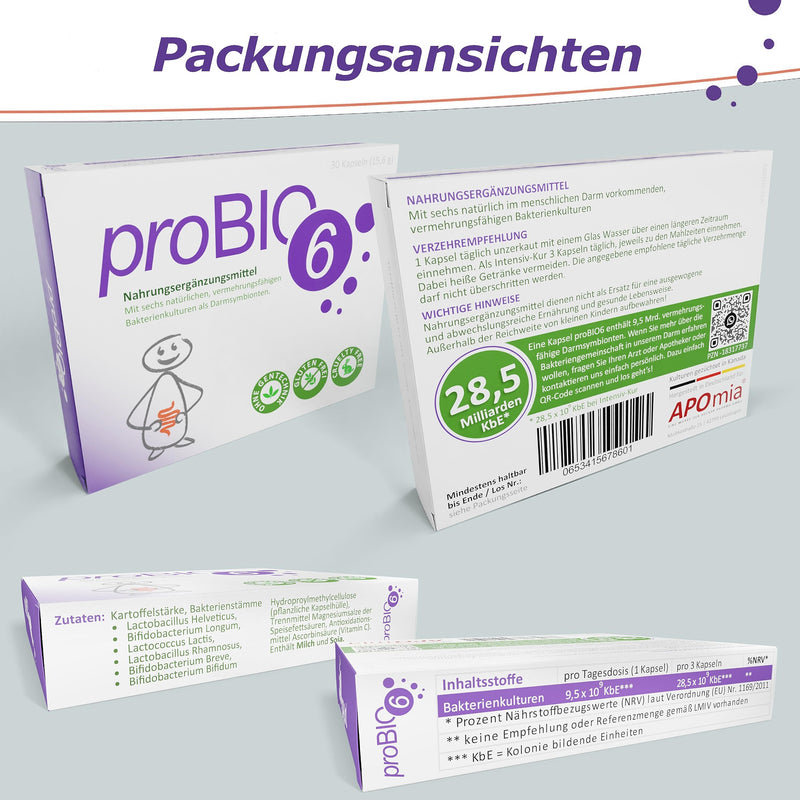 Probio6 Probiotic Capsules High Dose | From The Pharmacy For The Intestinal Flora | Selected Quality Strains | Without Inulin | 30 Capsules Intensive Treatment And Monthly Supply | Probiotic - NewNest Australia