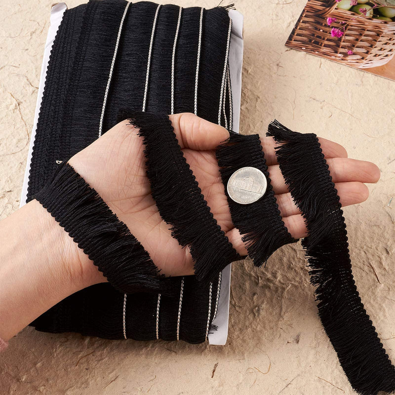 MegaPet Black Polyester Fringe Tassel Lace Trim 1 Inch x 82 Feet Chainette Fringe Fibre Trim for Sewing Quilting DIY Home Decoration - NewNest Australia