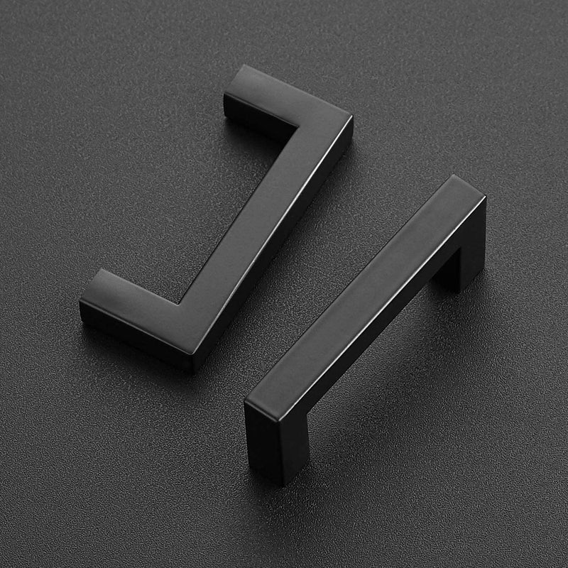 Ravinte 5 Pack Black Cabinet Pulls 3 Inch Square Cabinet Handles Matte Black Kitchen Hardware for Cabinet 3 In Hole Center - NewNest Australia