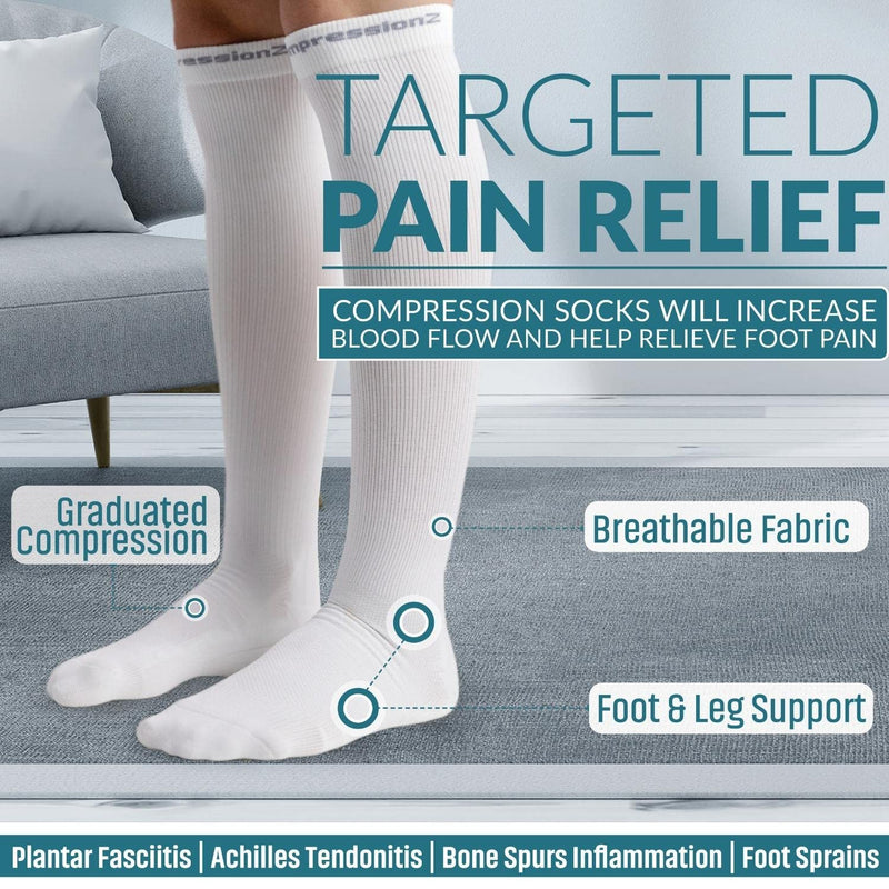 CompressionZ Compression Socks For Men & Women 30-40 mmHG Tight Stockings Black Large - NewNest Australia