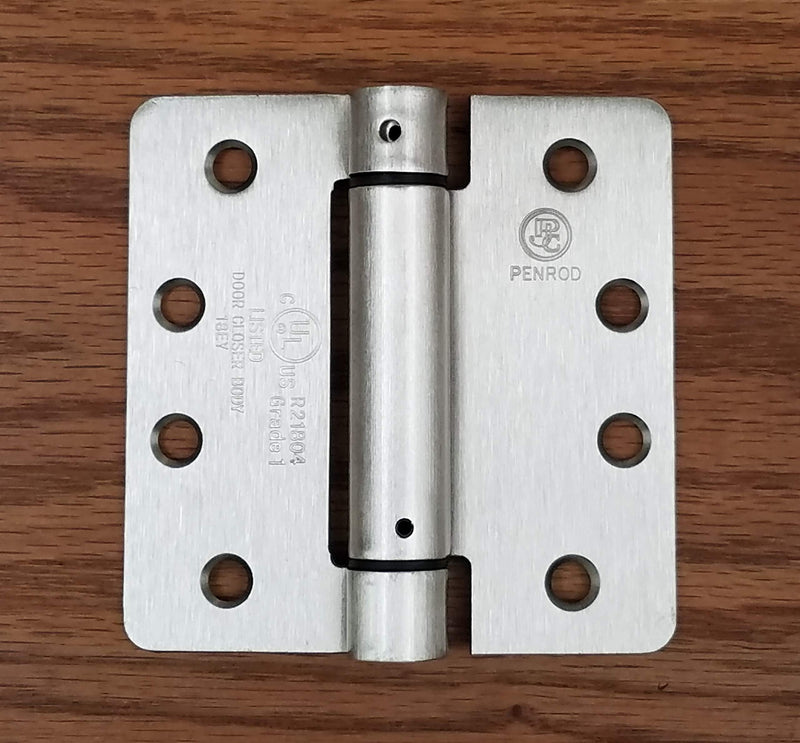 Spring Hinge 4 Inch with 1/4 Inch Radius Self-Closing, Satin Nickel, Timely Template Arch Hole Pattern, 2 Pack - NewNest Australia