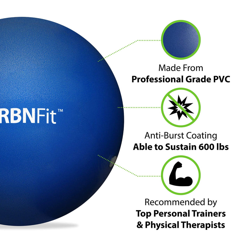 URBNFit Small Exercise Ball - 9-inch Mini Pilates Ball with Fitness Guide for Yoga, Barre, Physical Therapy, Stretching & Core Stability Workout Blue - NewNest Australia