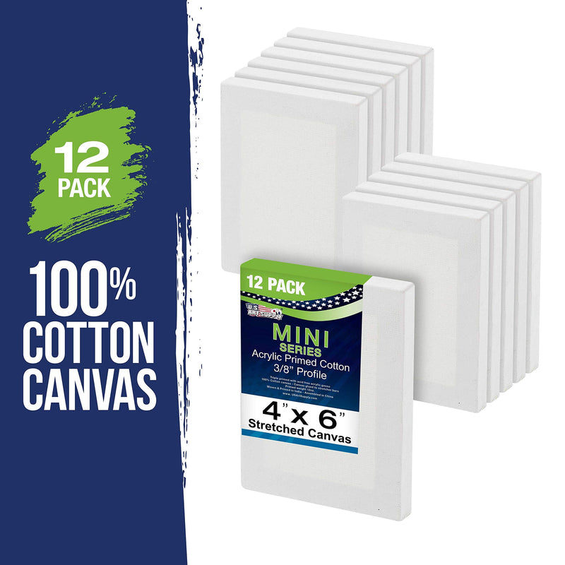 US Art Supply 4" x 6" Mini Professional Primed Stretched Canvas (1-Pack of 12-Mini Canvases) - NewNest Australia
