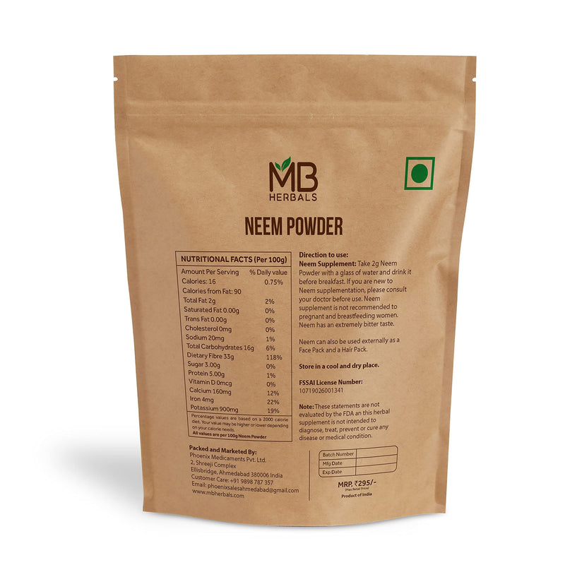 MB Herbals Pure Neem Powder 227 Gram | Half Pound / 8 Oz | Pure Wild-Crafted Neem Leaf Powder | Very Bitter Neem Supplement for Skin Hair & Detox | Azadirachta Indica - NewNest Australia