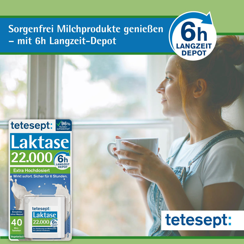 tetesept Lactase 22,000 - lactase tablets for lactose intolerance - dietary supplement with immediate effect & 6h long-term depot - 1 can of 40 pieces of Lactase 22,000 new - NewNest Australia