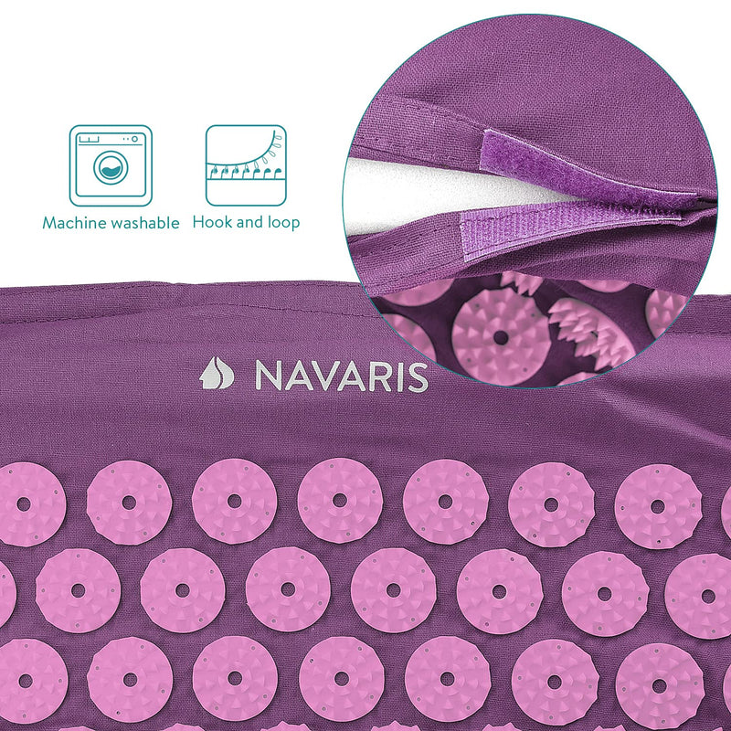 Navaris Acupressure Mat and Pillow Set - Acupuncture Mat for Back, Neck, Shoulders, Muscles, Relaxing - Includes Carry Bag - Berry, Indian Sun Design L Indian Sun - Raspberry Pink - NewNest Australia